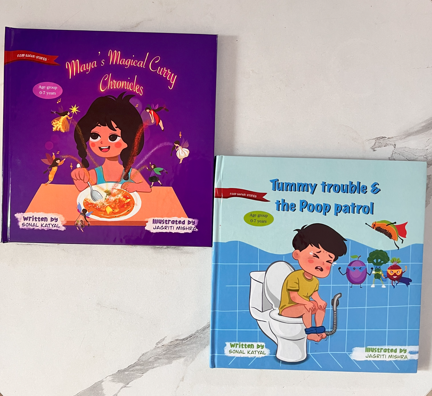 Food Safari Stories - Combo of 2 (Tummy Trouble and the Poop Patrol, Maya's magical Curry chronicles)
